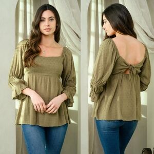 Puff sleeve Babydoll Swiss Dot Top